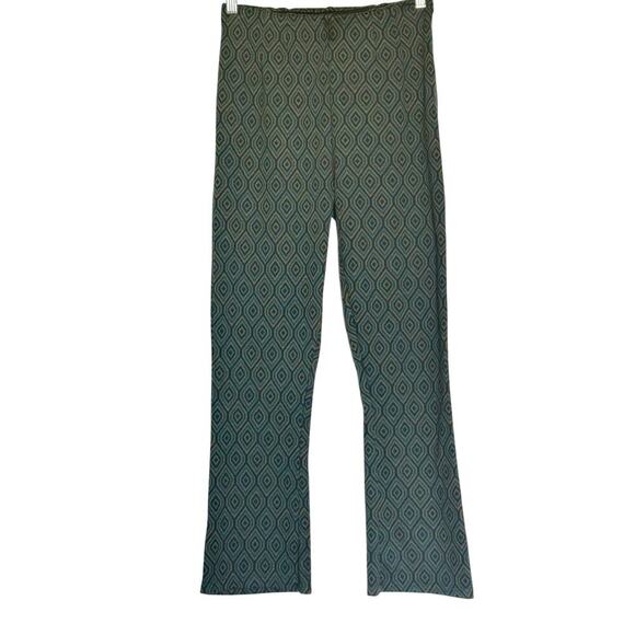Free People Women’s Boho Stretch Flare Pants Size 10 – Green Geometric Print - Picture 4 of 11